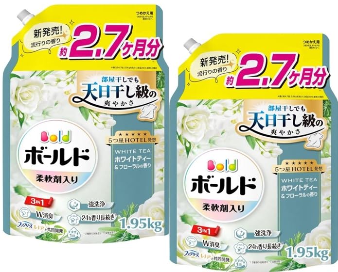 新品 ボールド 洗濯洗剤 本体と詰替 790g×16袋　フローラルの香り Amazon | ボールド 柔軟剤入り 洗濯洗剤 液体 ホワイトティー